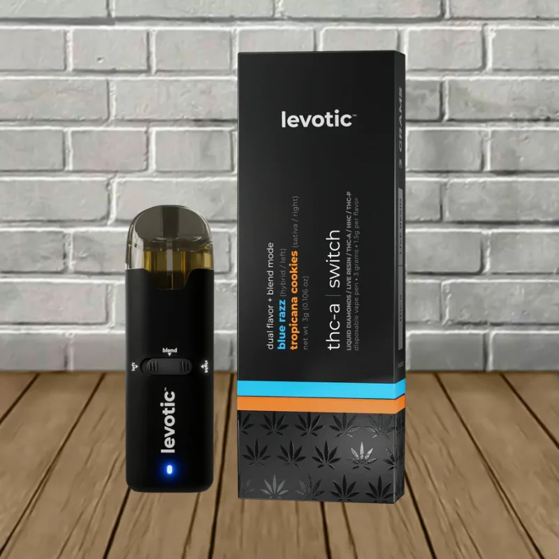 Levotic-THCa-Switch-3g-Live-Resin-Disposable-Blue-Razz-Hybrid-Tropicanan-Cookies-Sativ.webp Levotic THCA Live Resin 2 Gram Disposable Vape In Pakistan - Image 1