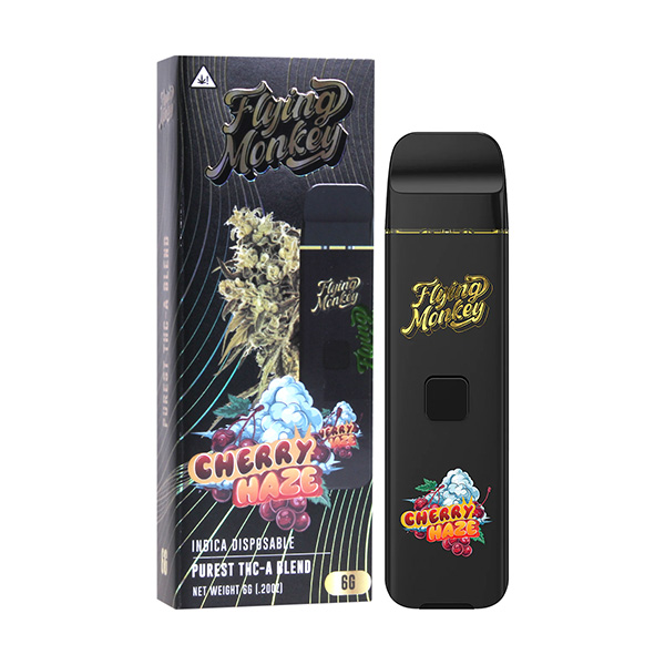 flying-monkey-black-edition-purest-thca-6g-disposable-cherry-haze.jpg Flying Monkey Black Edition 6g Disposable – Purest THCA Blend - Image 1